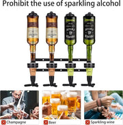 Bar butler, contenitore per bottiglie e dosatore, supporto per bottiglie da parete per 4 bottiglie, bar, accessori, dispensatore di bevande, bar domestico, bar per cocktail, dispensatore di birra (argentato)