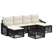 Set Divano da Giardino 7 pcs Nero polyrattan 3436087