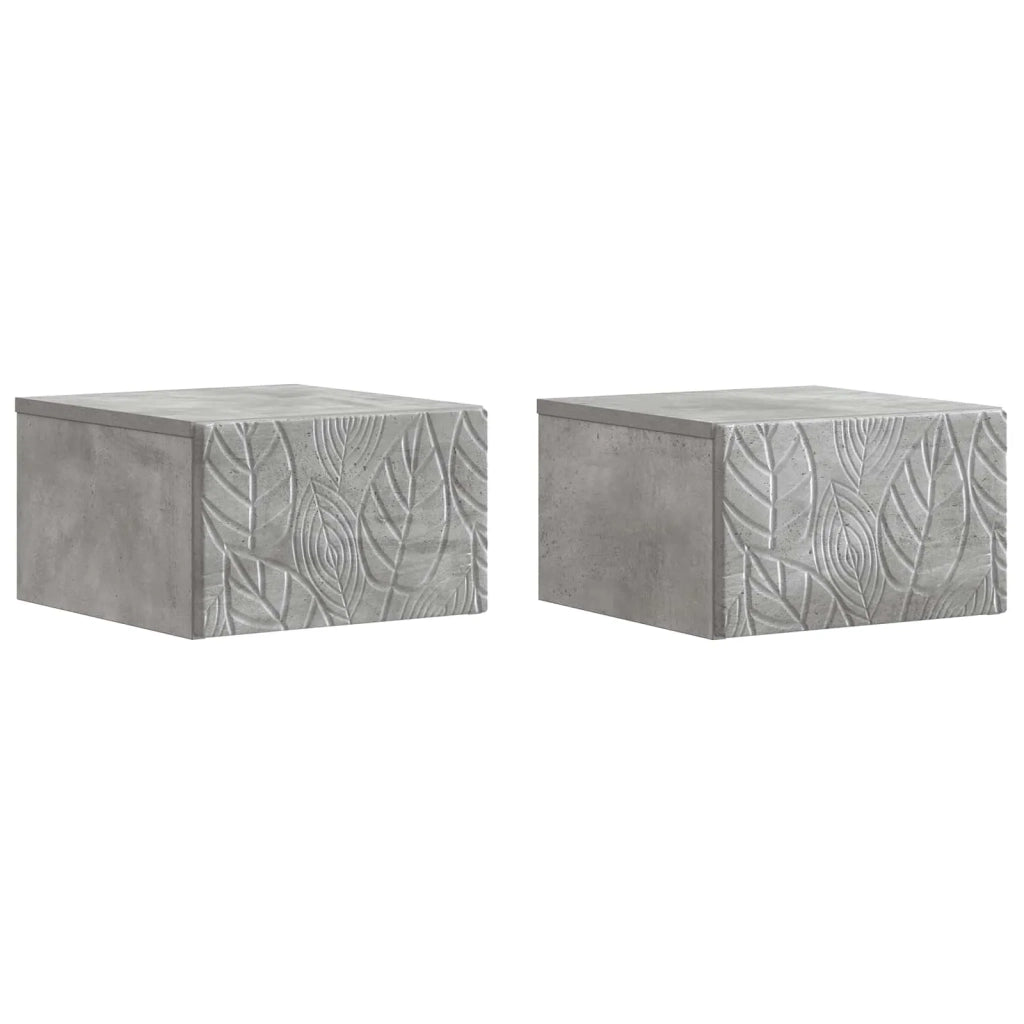 Mobiletto da notte a muro 2 pcs Grigio Cemento 898792