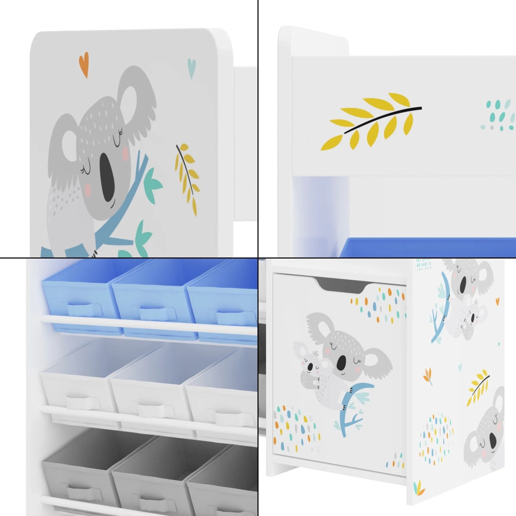 Scaffale dal design senza tempo per soggiorno camera da letto mobiletto portaoggetti per bambini con motivo 80 x 90 x 30 cm bianco grigio blu 03_0011221