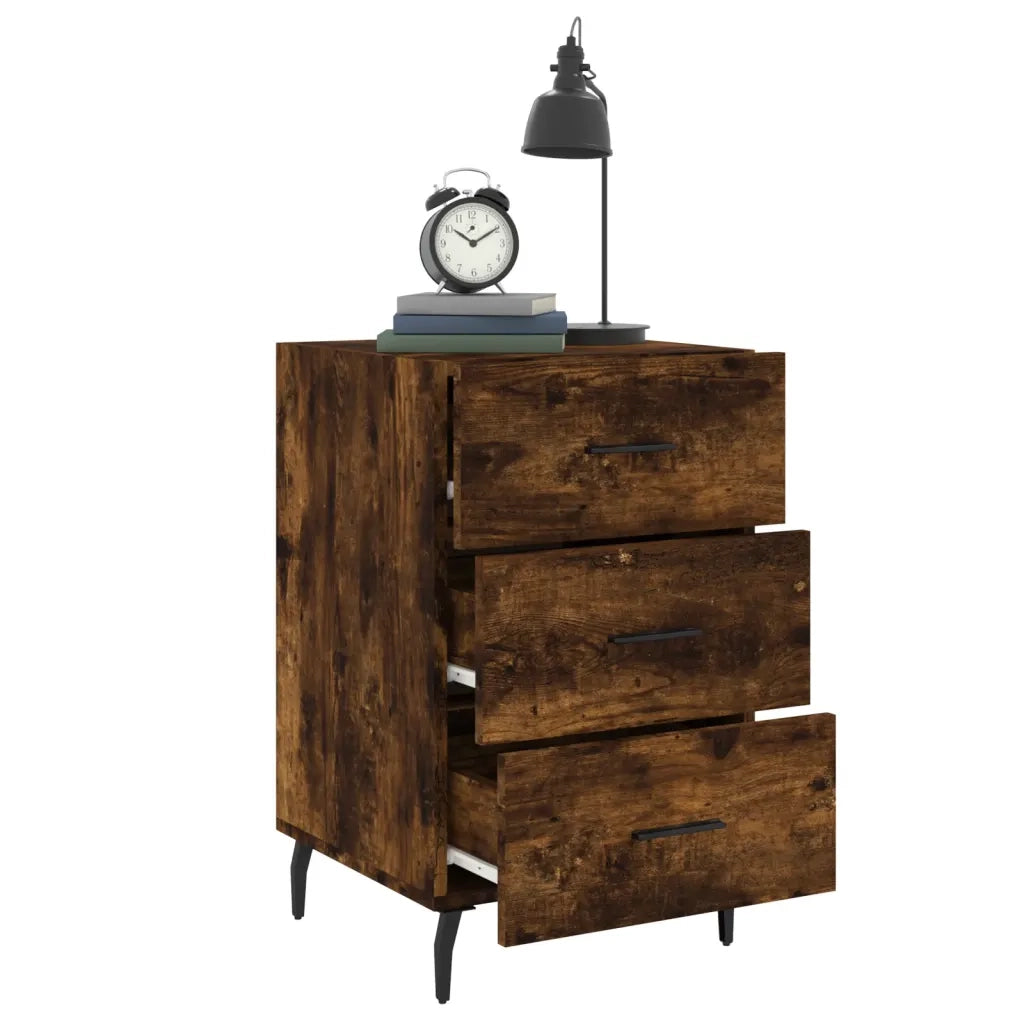 Comodino Rovere Fumo 40x40x66 cm in Legno Multistrato 827681
