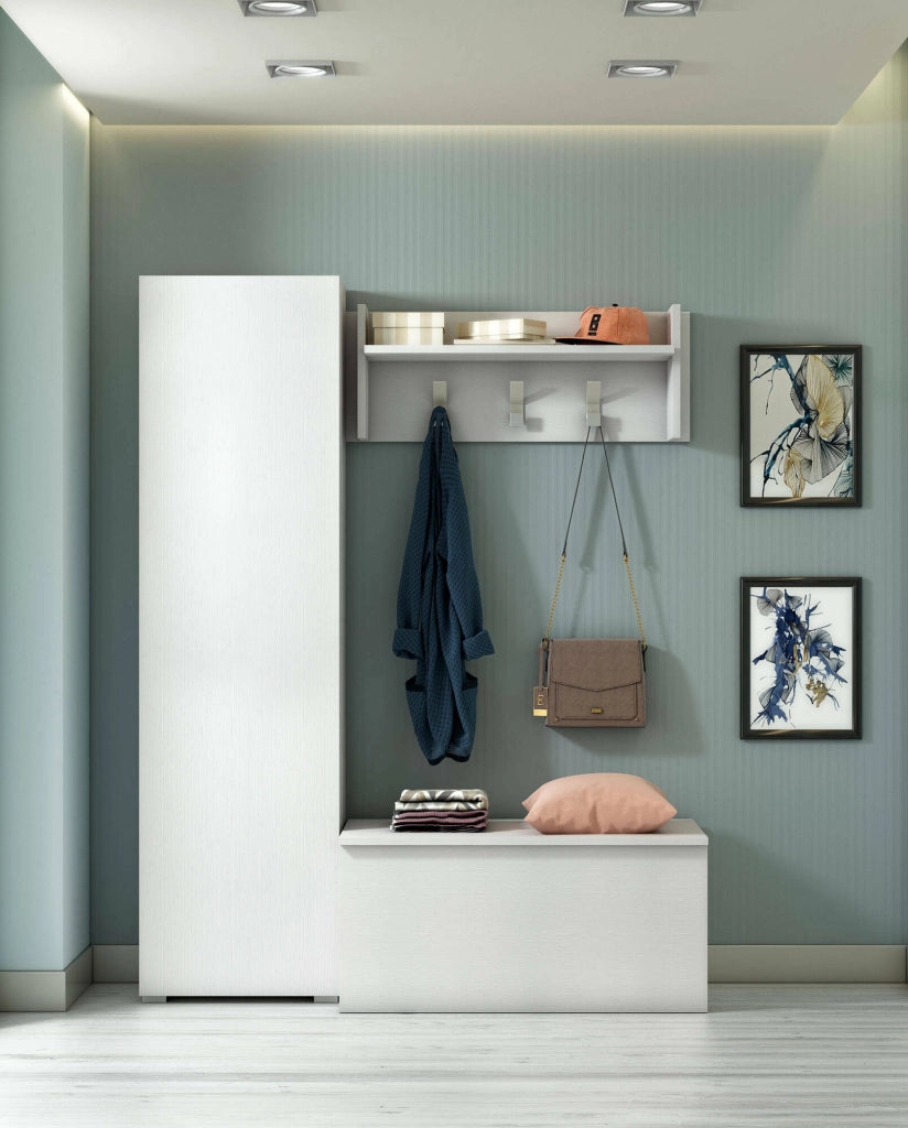 Abuela, Armadio Multiuso 1 Anta 7 Ripiani Made in Italy, 50x182h cm Bianco
