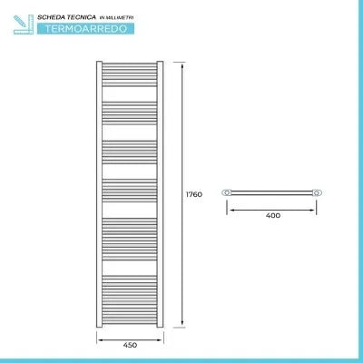 Termoarredo bagno scaldasalviette 45x180 cromo interasse 40 cm