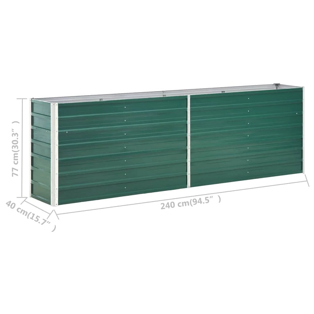 Fioriera rialzata per piante e fiori acciaio zincato 240 x 40 x 77 cm verde 02_0001102