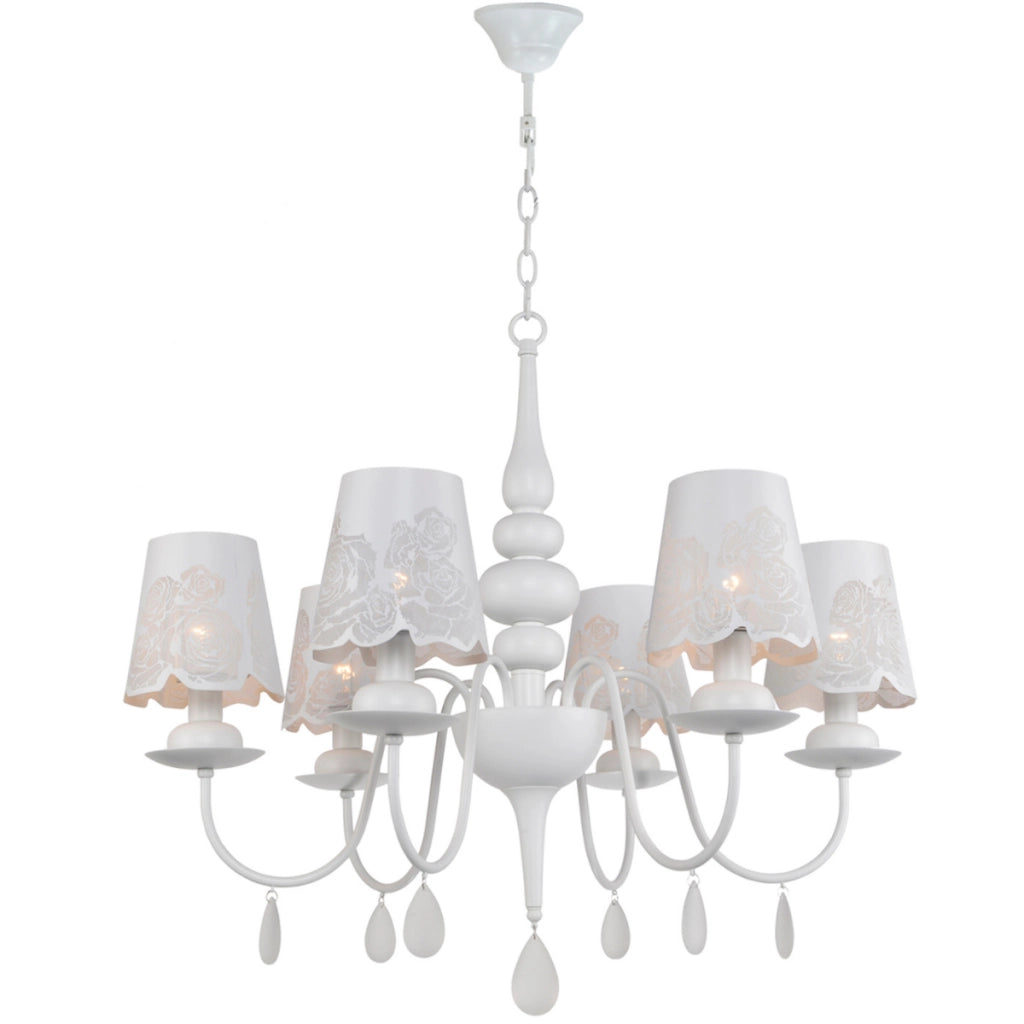 Lampadario classico FABRIZIA bianco 6xE14 Polux 310415