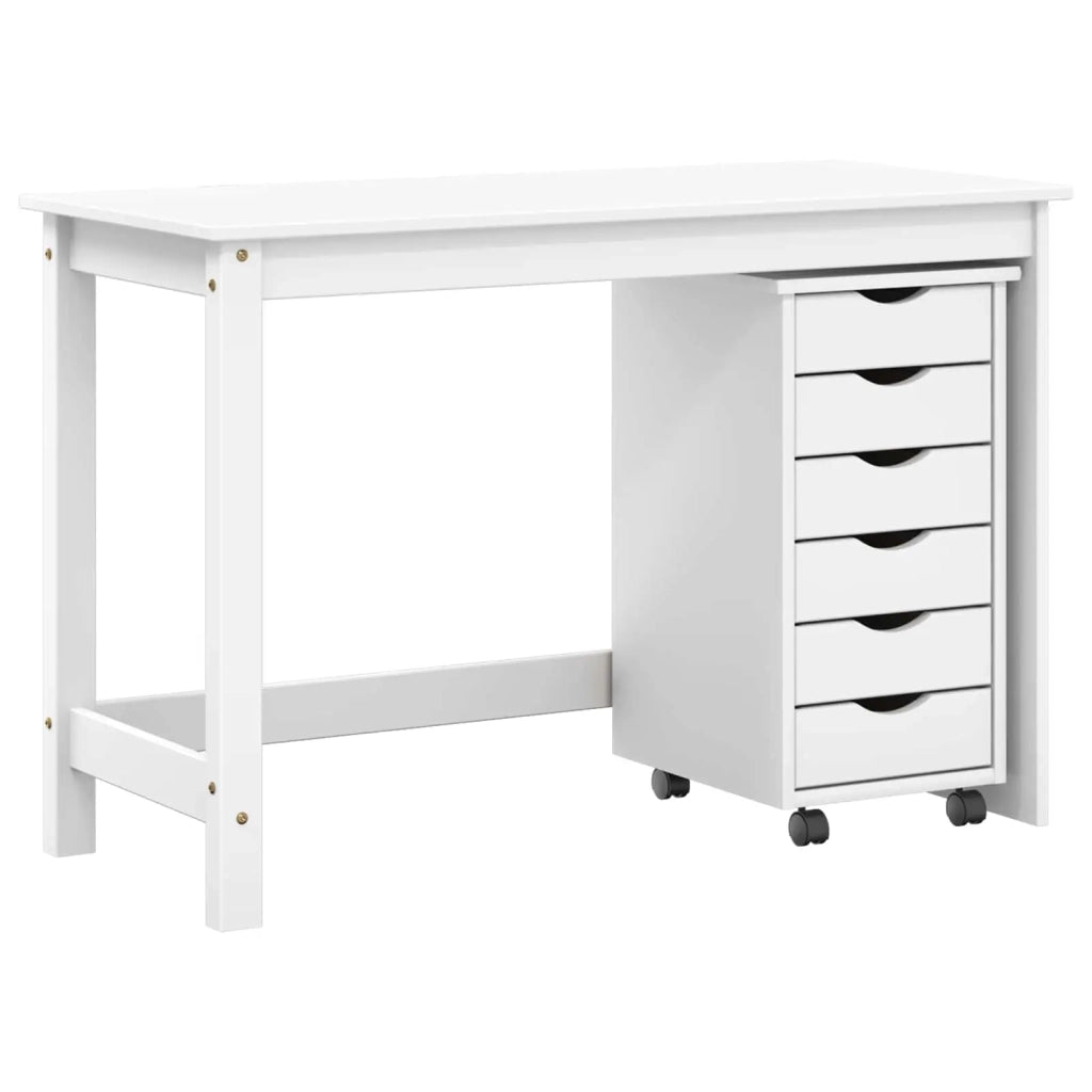 Set scrivania e mobiletto su ruote MOSS 2 pz Bianco 3438786