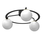 Plafoniera Luminex Ballo nero-oro vetro 3 luci E27 57cm