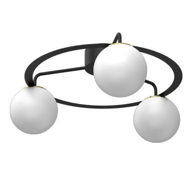 Plafoniera Luminex Ballo nero-oro vetro 3 luci E27 57cm