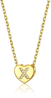 Halsketting a Cappio a Cuore 41 cm - Acciaio Rugginato/Oxidabile - Catena d'Oro - Choker - Catena a Strati/Catena - Ideale come Regalo - Collana a Cappio