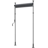 Tenda manuale retrattile autonoma lunghezza regolabile manovella montaggio senza foratura metallo alluminio poliestere grigio scuro