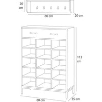 Mobile Ingresso con Scarpiera 15 Paia e Appendiabiti da Parete Grigio