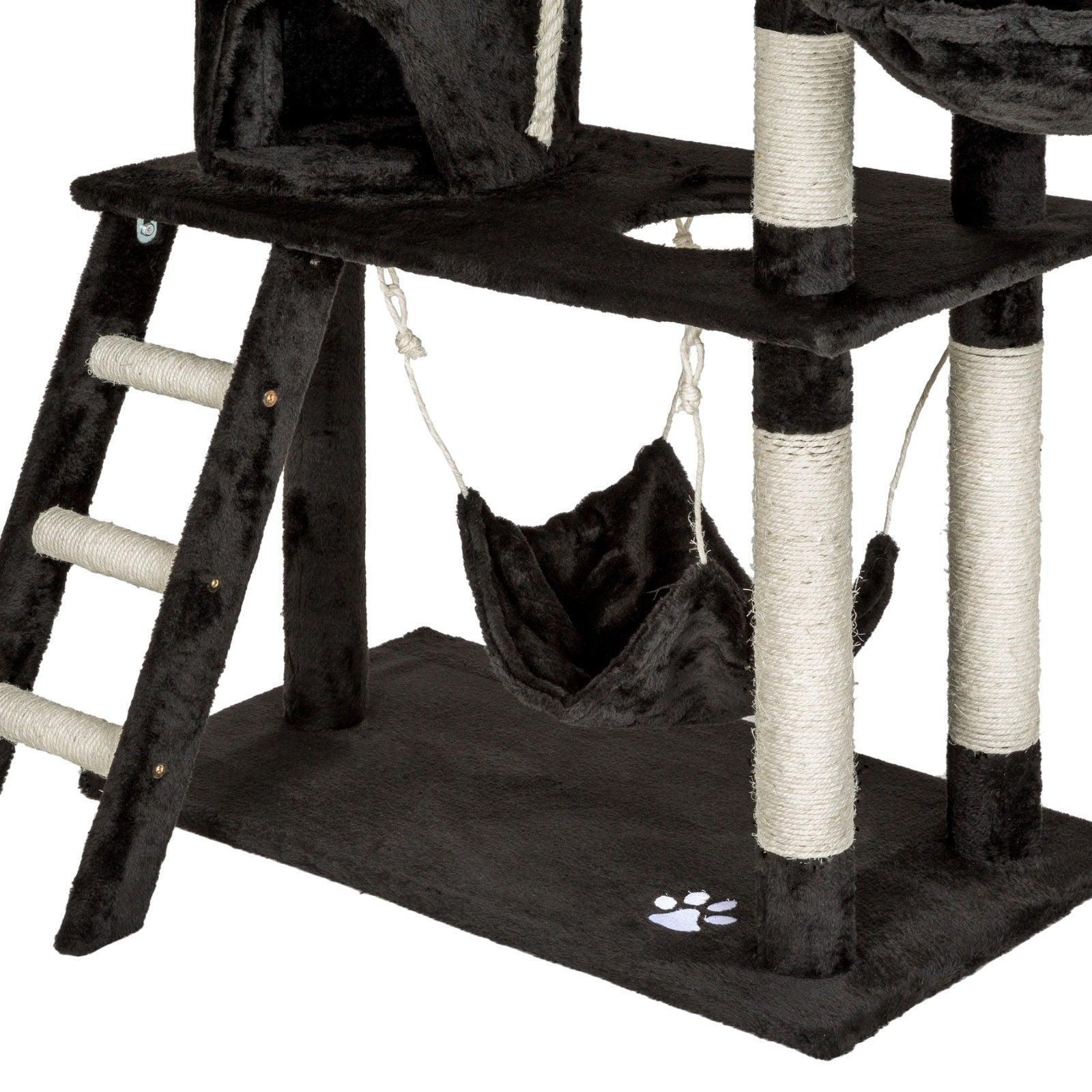 Tiragraffi per gatti nicchia peluche nero 141 cm 08_0000514