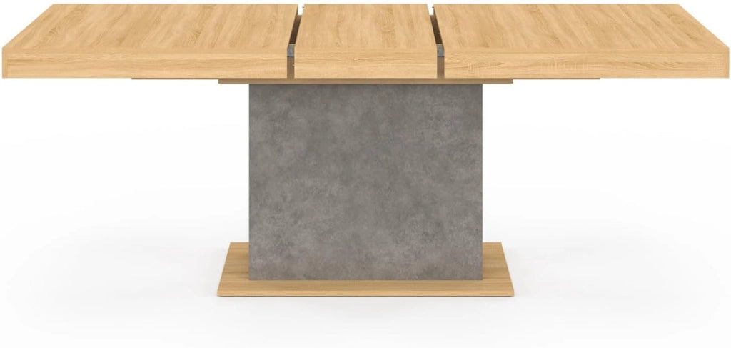 Tavolo da pranzo rettangolare allungabile EDEN 6-10 persone effetto legno e cemento 160-200 cm