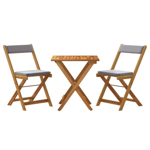 Set da BistrÃ² Pieghevole 3pz con Cuscini Legno Massello Acacia  cod mxl 39508