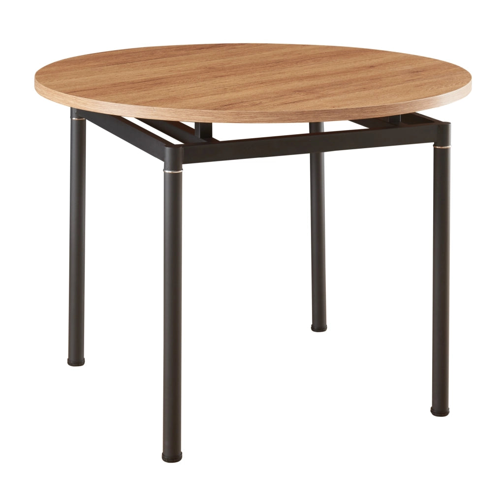 Set da Pranzo Hemnes Tavolo Rotondo Ø100 cm e 4 Sedie Tessuto Marrone Chiaro [en.casa]