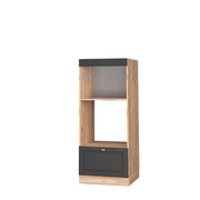 Mobile cucina microonde Fame-Line Antracite-oro/Rovere dorato 60 cm aperto Vicco