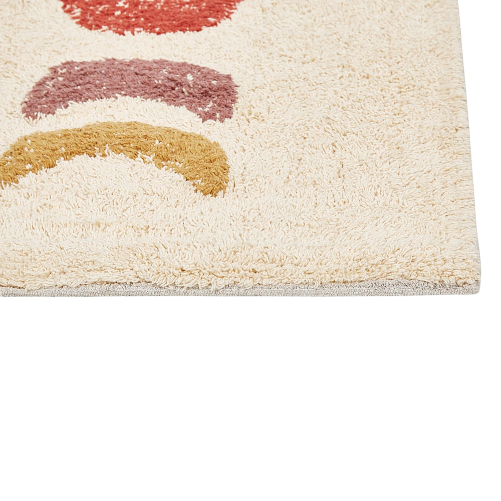 Tappeto da bagno in cotone beige 50 x 80 cm Forma rettangolare Motivo decorativo Tappeto da bagno Accessori da bagno Design moderno