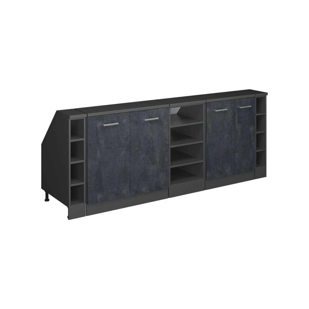 Set di mobili sottotetto Rion Calce nera/Antracite 210 cm Set di 5 carcasse armadio profondità 60 cm Vicco