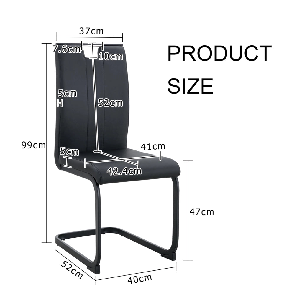 Sedia nera in PU con schienale ergonomico e piedini antiscivolo