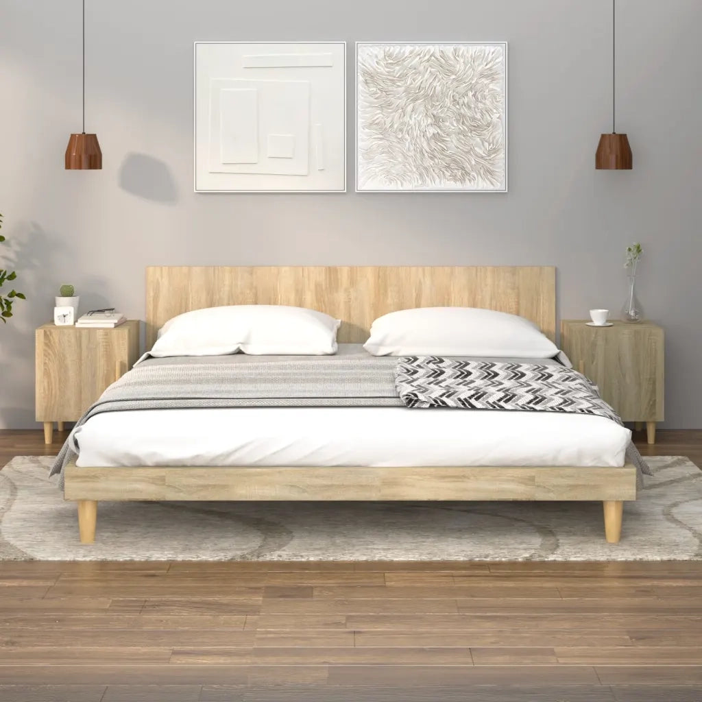 Comodini 2 pz-Set di 2 Tavolino da notte Rovere Sonoma in Legno Multistrato 177399