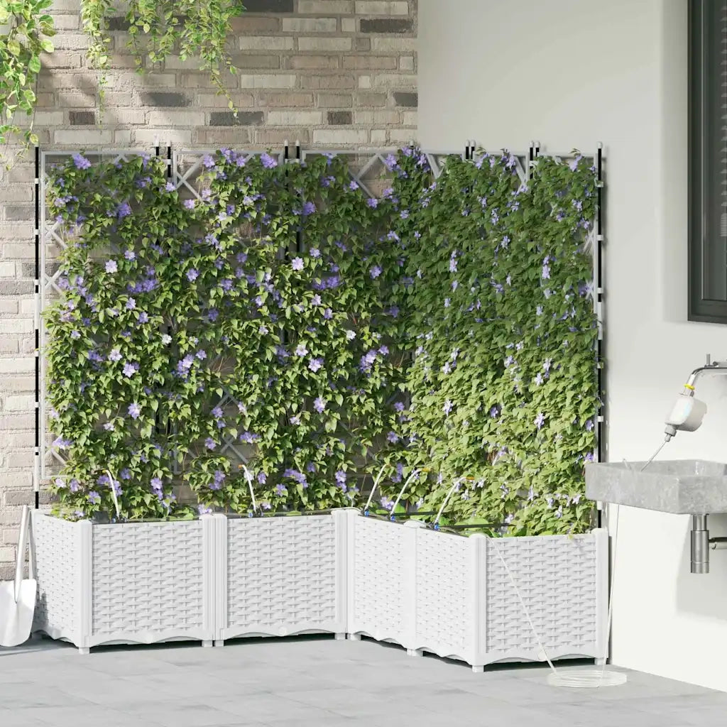 Vaso da giardino 5 pz-Set di 5 Fioriera da Esterno-Contenitore per Piante Bianco Acciaio 789075