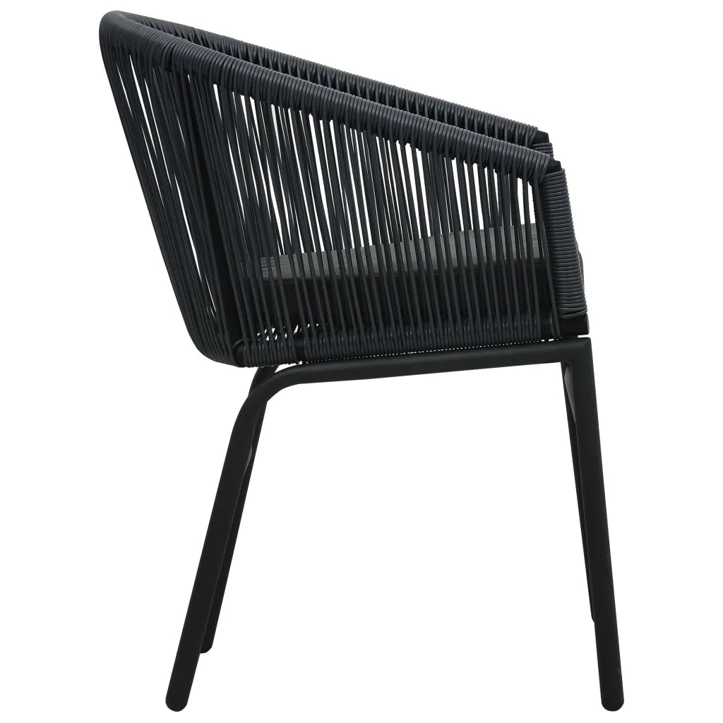 Set da Bistrot 3 pz | Set Salotto da Giardino con Cuscini in Polyrattan Nero