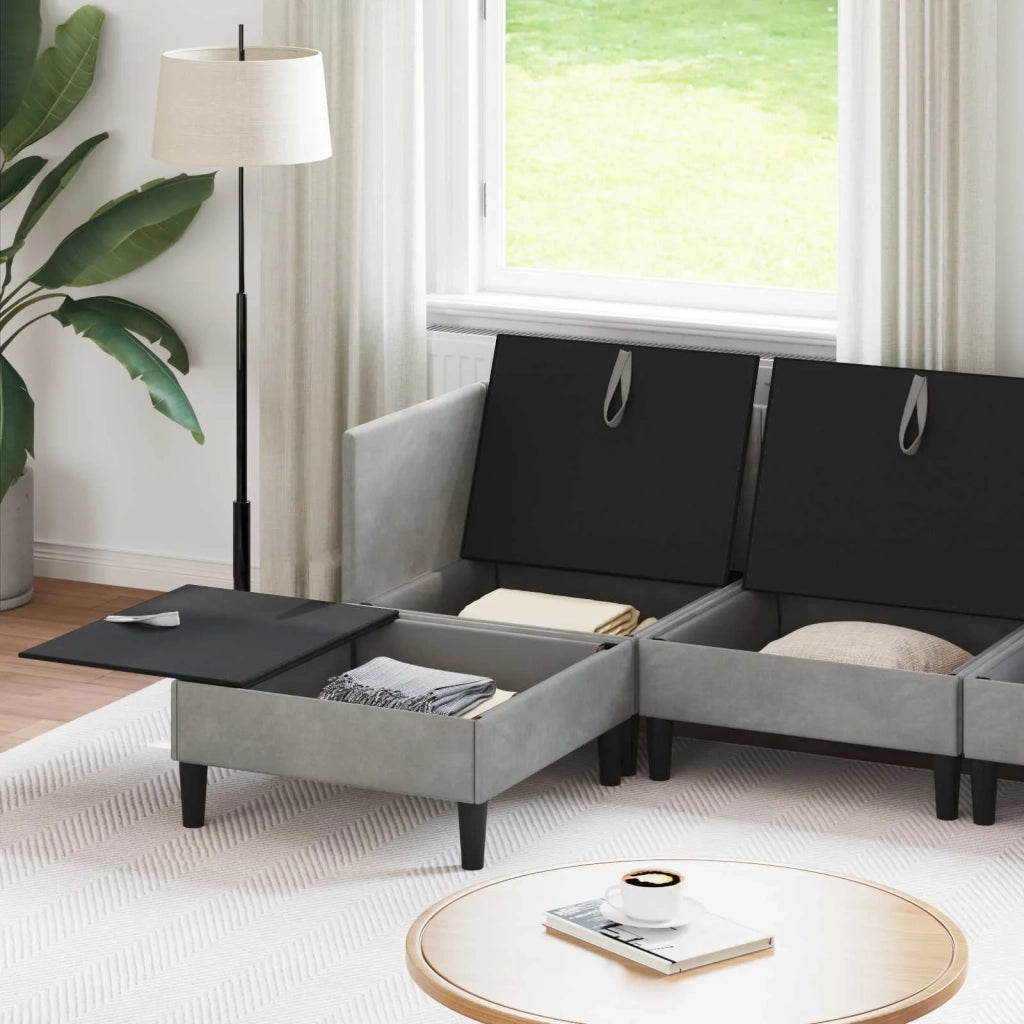 Set di mobili per il soggiorno 5 pcs Grigio Chiaro Velluto