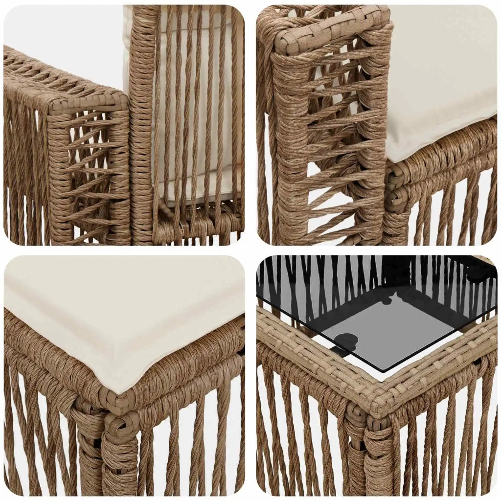 Set Divano da Giardino 4 pz Beige e Bianco Crema polyrattan 3435045