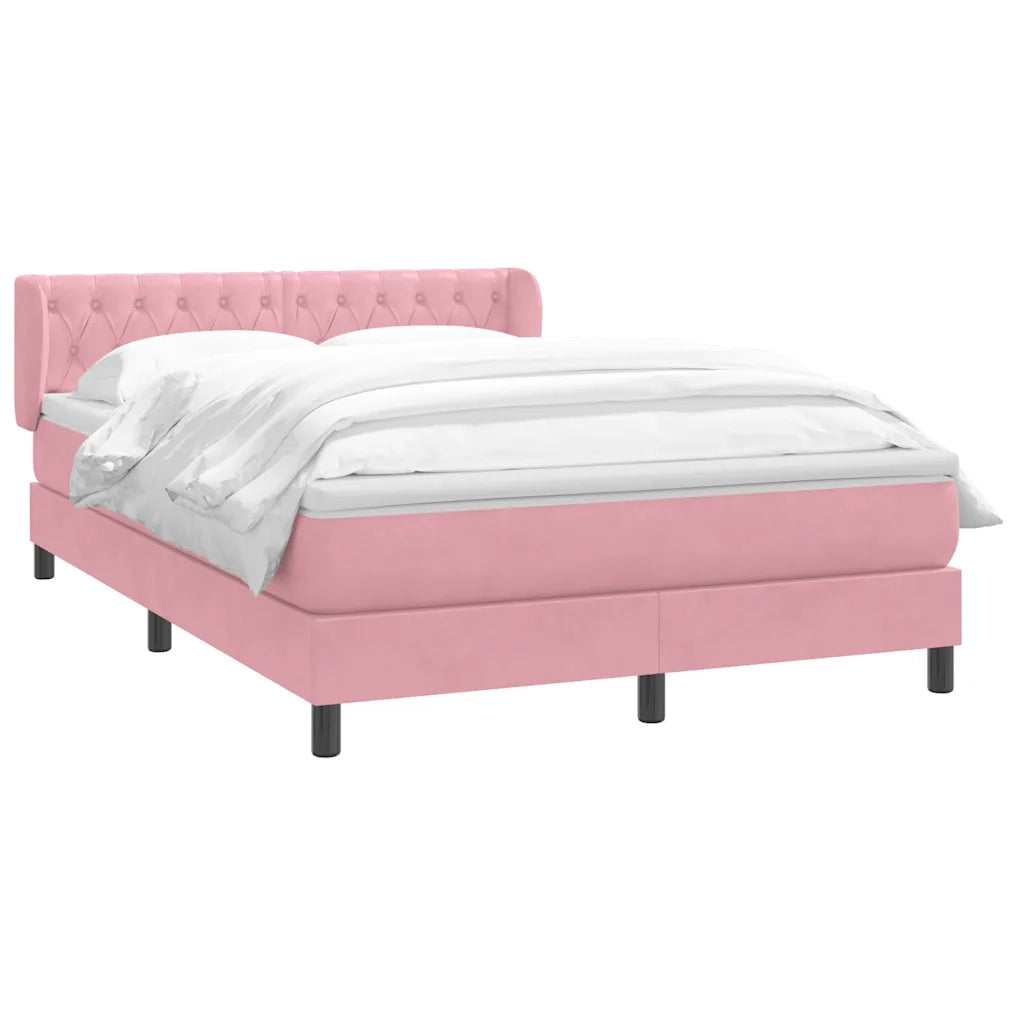 Giroletto a Molle con Materasso Rosa 160x220 cm in Velluto 3317828