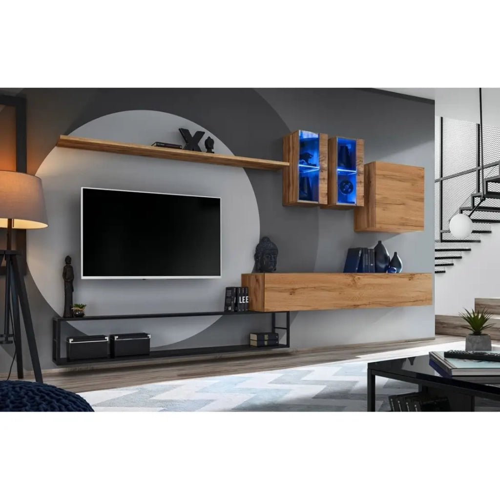 Piccolo mobile TV o mobile d'appoggio SWITCH – 50 cm – Cassetto e vano – Nero/Grigio lucido – Design moderno