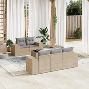 Set Divano da Giardino 6 pz con Cuscini Beige in Polyrattan 3222298