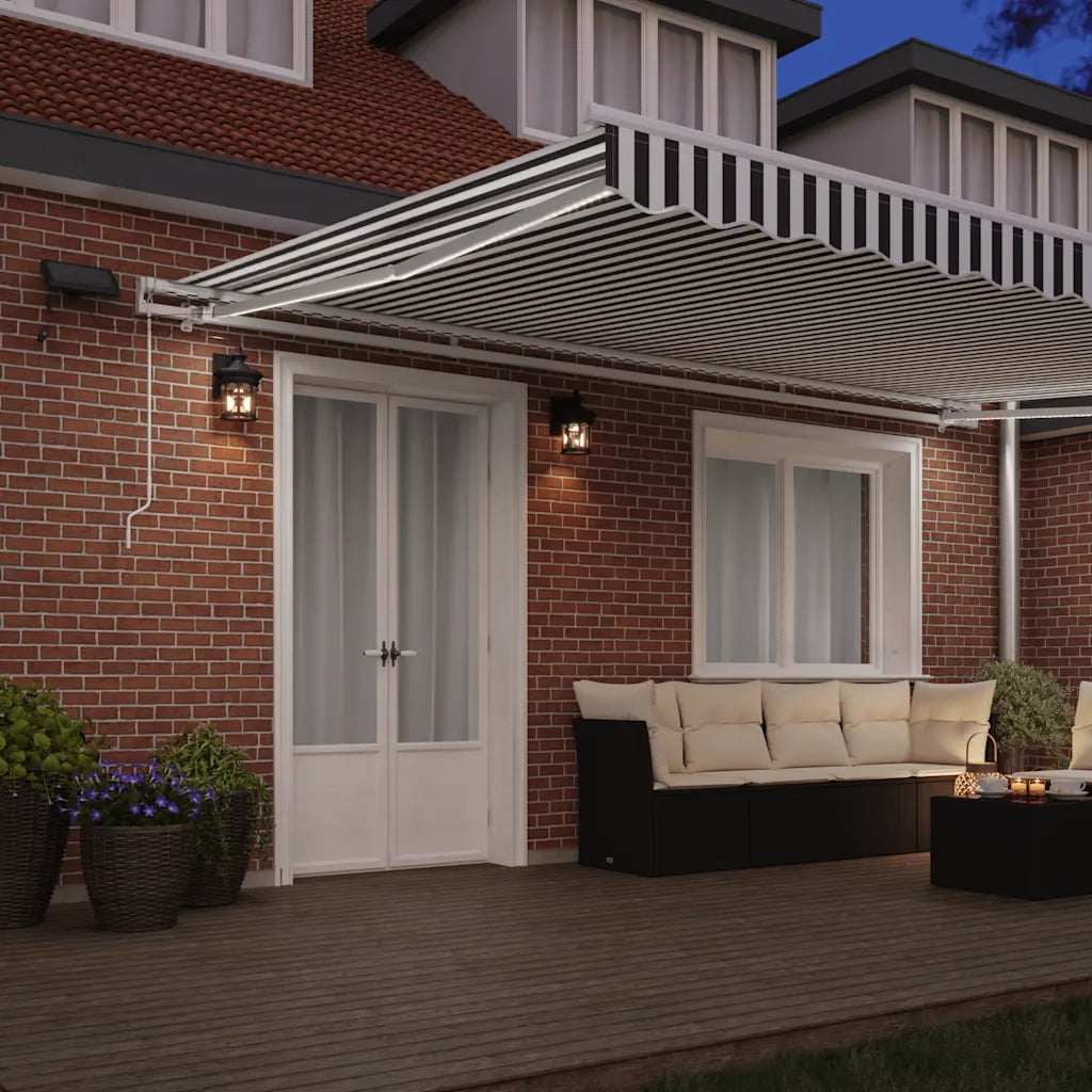 Tenda Retrattile Manuale con LED Antracite/ Bianco 500x300 cm