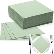 Pak di serviette di carta da 100 pezzi - Salvia verde - 33 x 33 cm - Serviette per matrimoni, compleanni e festeggiamenti