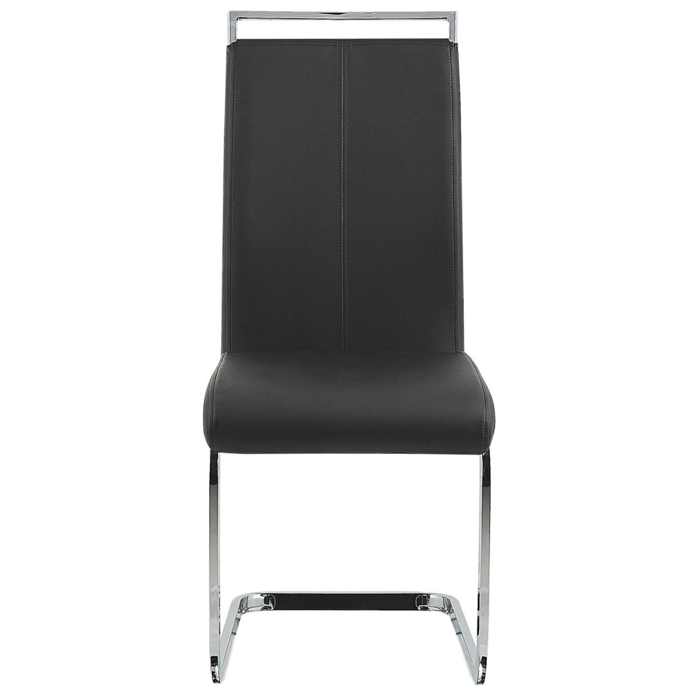 Set di 2 sedie da pranzo con sedile imbottito in ecopelle nera con schienale alto per sale conferenze a sbalzo moderne