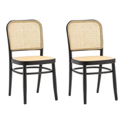 Set 2 sedie paglia di vienna in legno nero 45x47x87 - Mobili 2G