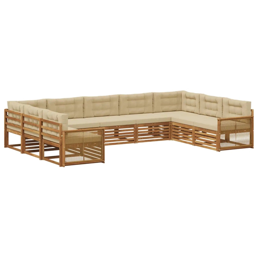 Set di divani da esterno 9 pz Naturale e Beige 3383841
