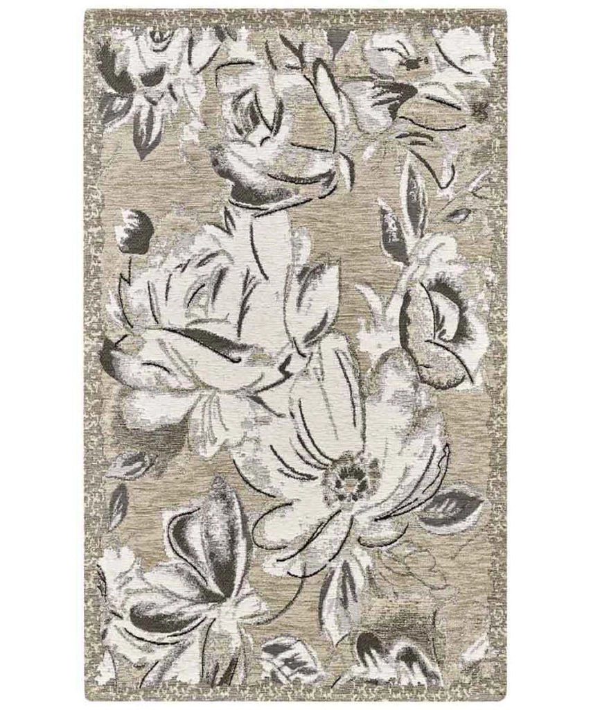 Tappeto moderno floreale ASTER TORTORA in ciniglia multiuso lavabile antiscivolo cm.65x220 passatoia