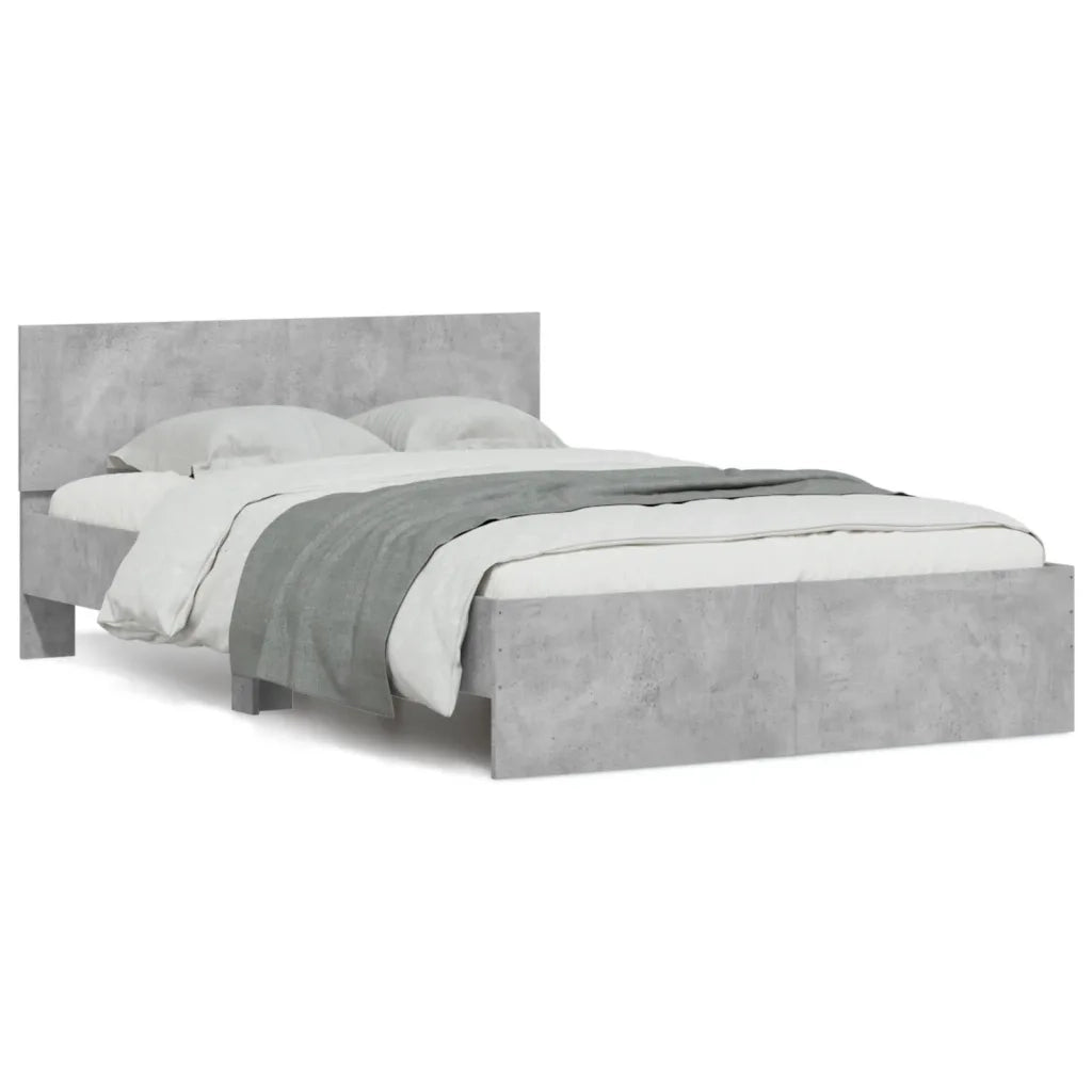 Giroletto con Testiera-Struttura Letto con testiera Grigio Cemento 135x190 cm