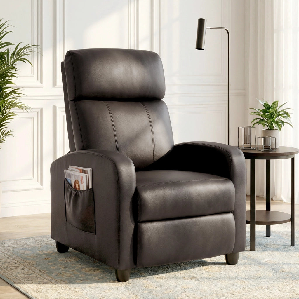 Poltrona Relax Massaggiante con Telecomando e 8 Programmi, Reclinazione e Poggiapiedi, 68x88x98cm, Marrone