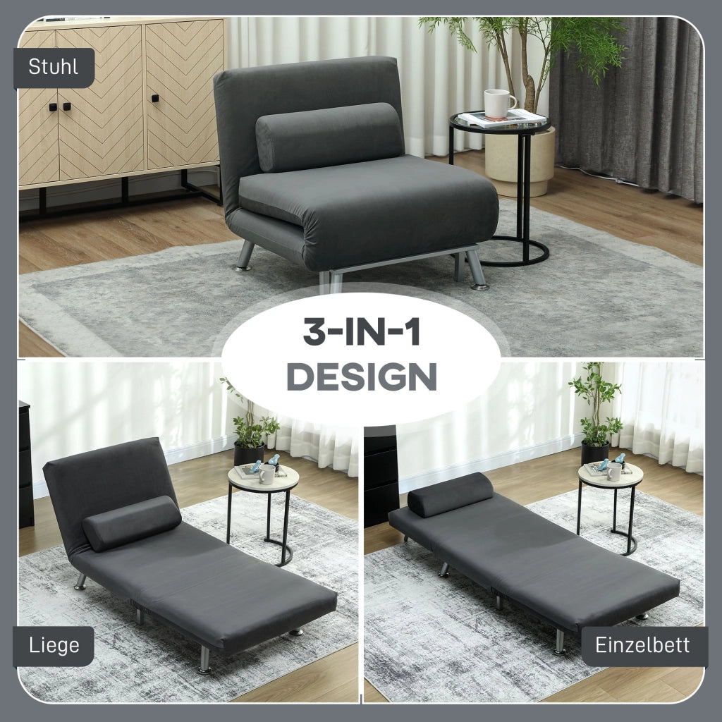 Letto Poltrona Klappbares Relaxsessel Regolabile ¨C zephmum ¨C 75x70x75 cm Grigio Scuro