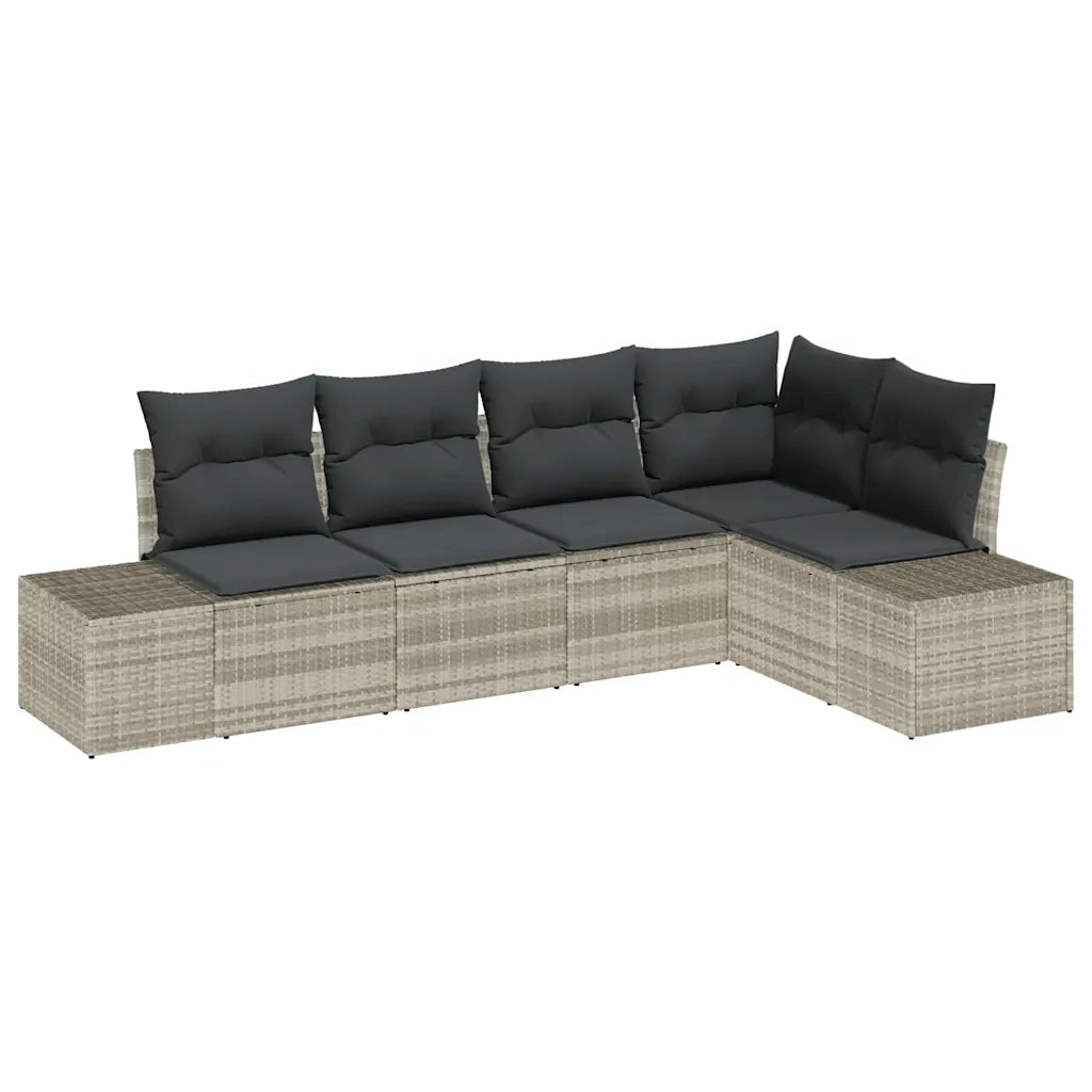 Set Divano da Giardino 5 pcs Grigio chiaro polyrattan
