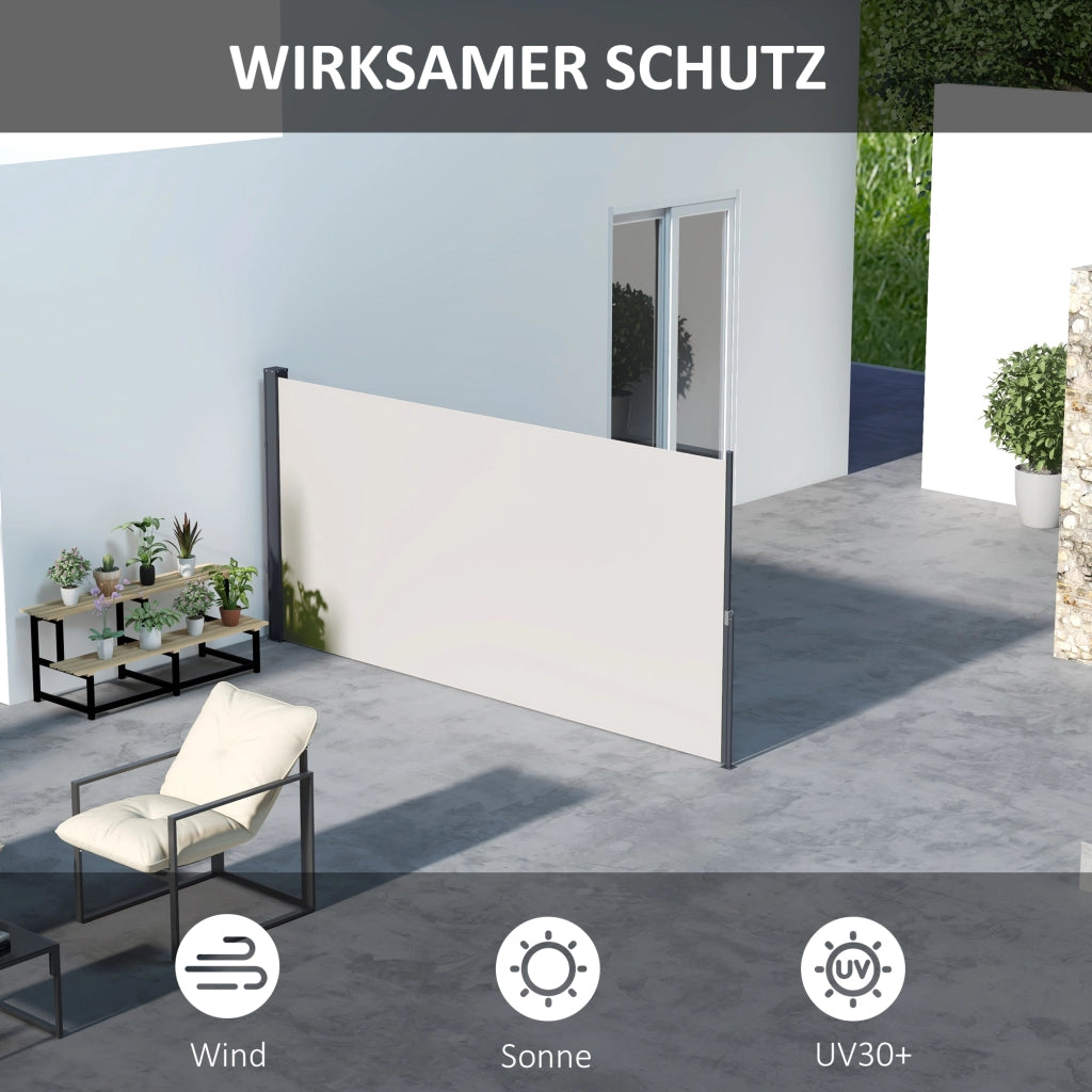 Barriera estensibile a forbice con privacy avvolgibile protezione UV30+ per esterni in poliestere grigio chiaro