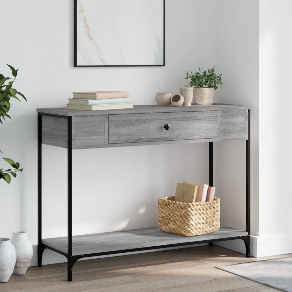 Tavolino Consolle | Tavolo d'Ingresso Grigio Sonoma 100x34,5x75cm Legno Multistrato