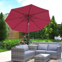 Ombrellone da Giardino 3x2.5 m Inclinabile con Palo Smontabile, in Metallo e Poliestere Rosso Scuro