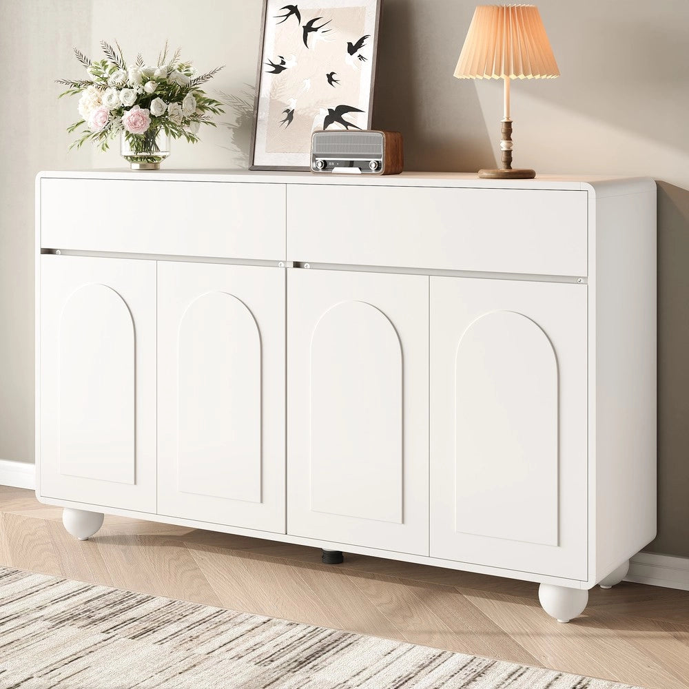 Credenza Soggiorno con Ante Curve ¨C MINIMAL ¨C Truciolato e MDF, Gambe in Metallo