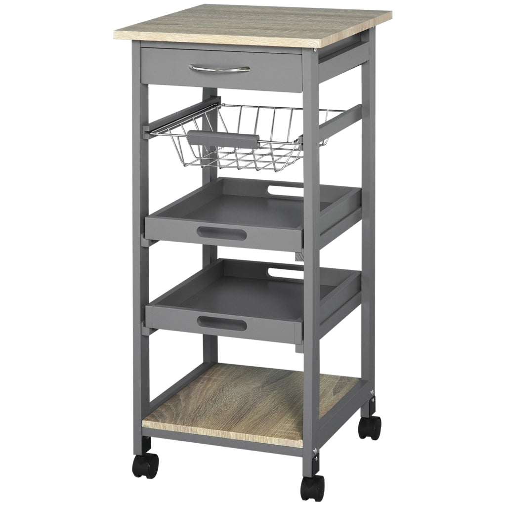 Tavolino da cucina con carrello e rotelle ¨C zephmum ¨C legno quercia chiaro