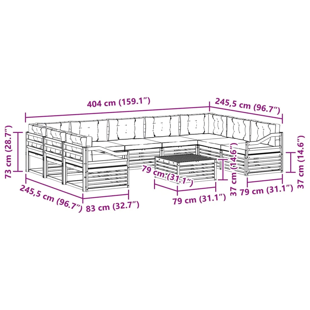 Set di divani da esterno 10 pz Bianco e Antracite Poliestere 3391212