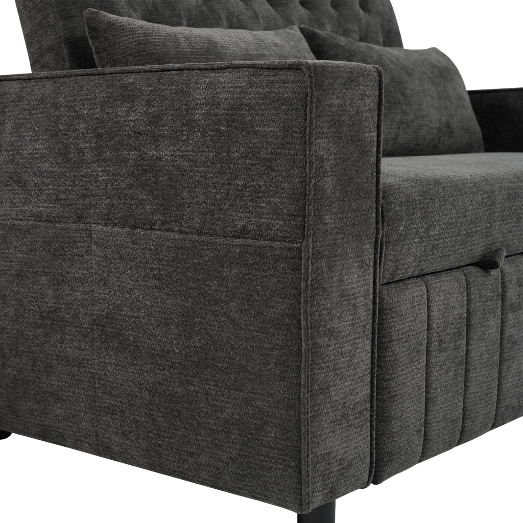 DIVANO LETTO 140x137x84 cm in Chenille Grigio con 2 cuscini
