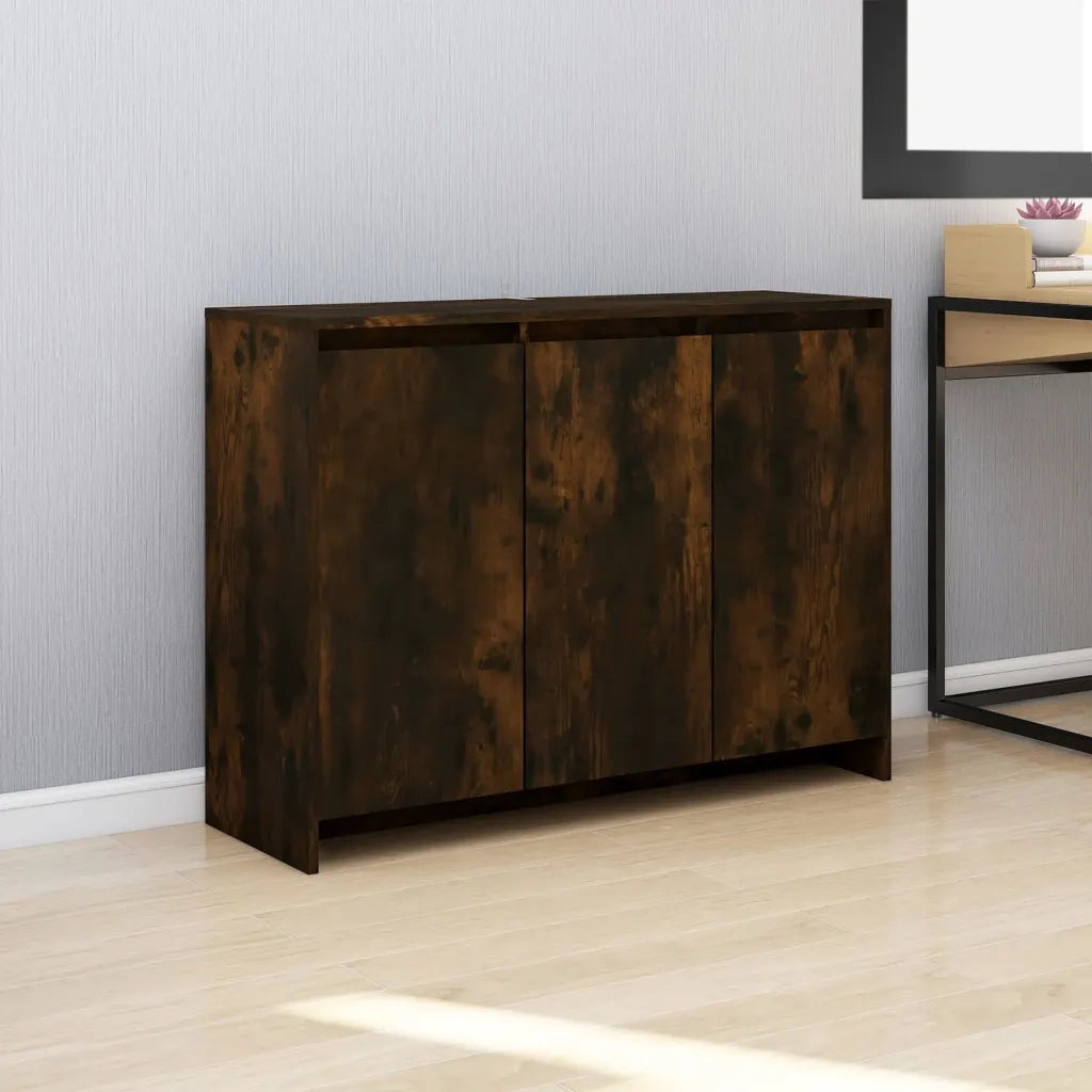Credenza | Madia | Buffet da pranzo | Armadio da pranzo Rovere Fumo 102x33x75 cm in Truciolato
