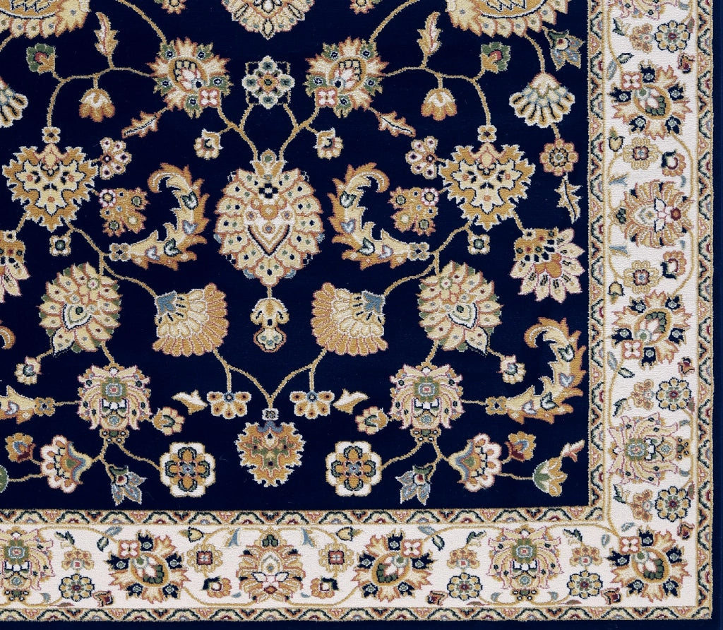 Parure di tappeti BABIL (1pz cm.80x150 + 2pz cm.60x110) trsi scendieletto disegno classico orientale colore blu e crema
